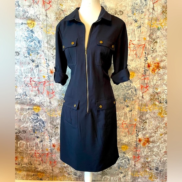 Sharagano Navy Midi Dress - Picture 1 of 10